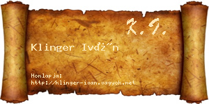 Klinger Iván névjegykártya